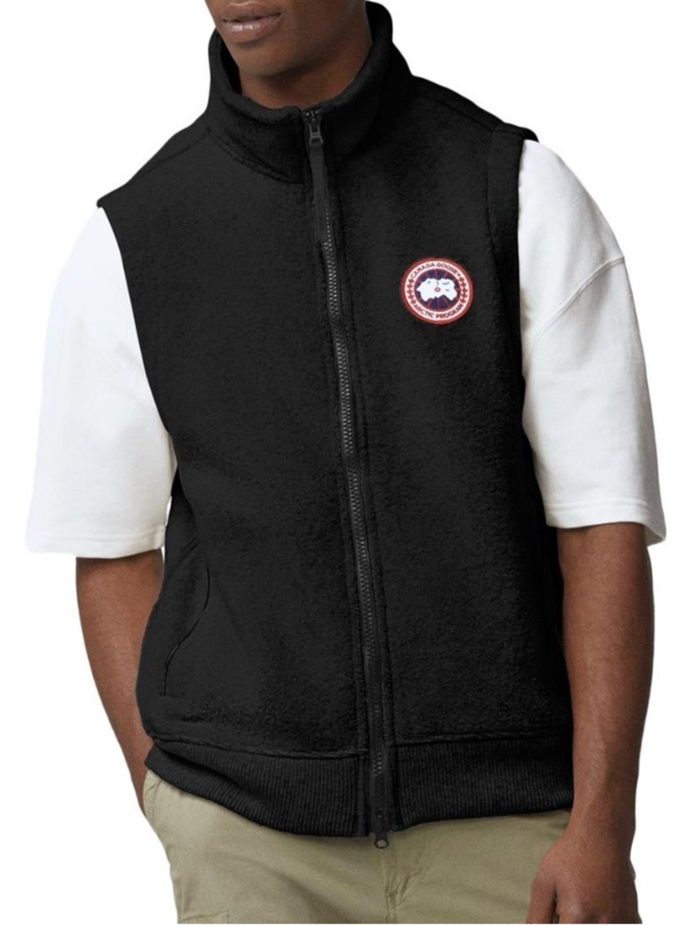 Men's Mersey Kind Fleece Vest - Men's Black Full-Zip Fleece Vest with Logo Patch